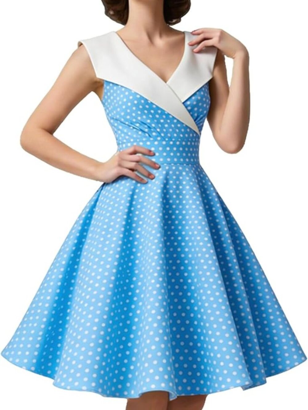 Women's 1950s Dress Tea Party V-Neck Sleeveless‎ Dress